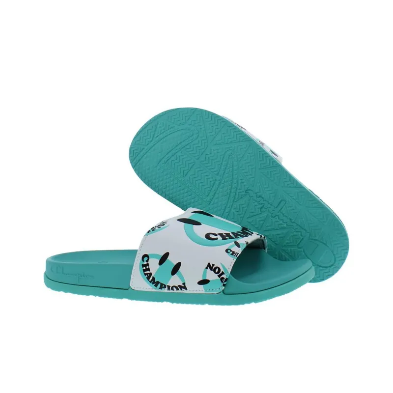 Champion Ipo Squish Smile Slide Slippers Women's Blue-3