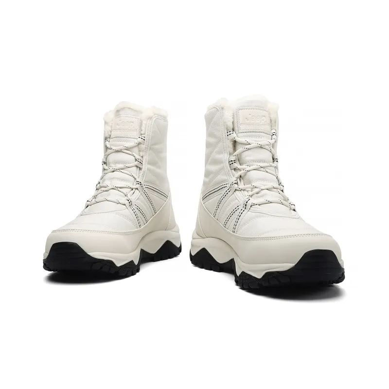 Jeep Warm And Wear Resistant Knee High Snow Boots Unisex White-4