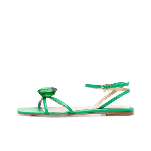 GIANVITO ROSSI Embellished Leather Flat Sandals