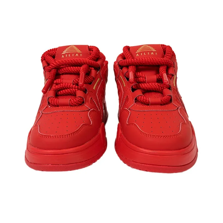 AILIAI Anti Slip And Wear Resistant Height Increasing Low Top Skateboard Shoes Unisex Red-1