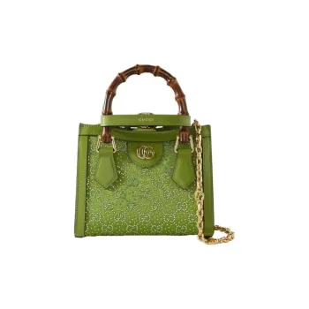 GUCCI Canvas With Leather Canvas Bag Daphne Bag One Shoulder Handbag Mini Women's Green