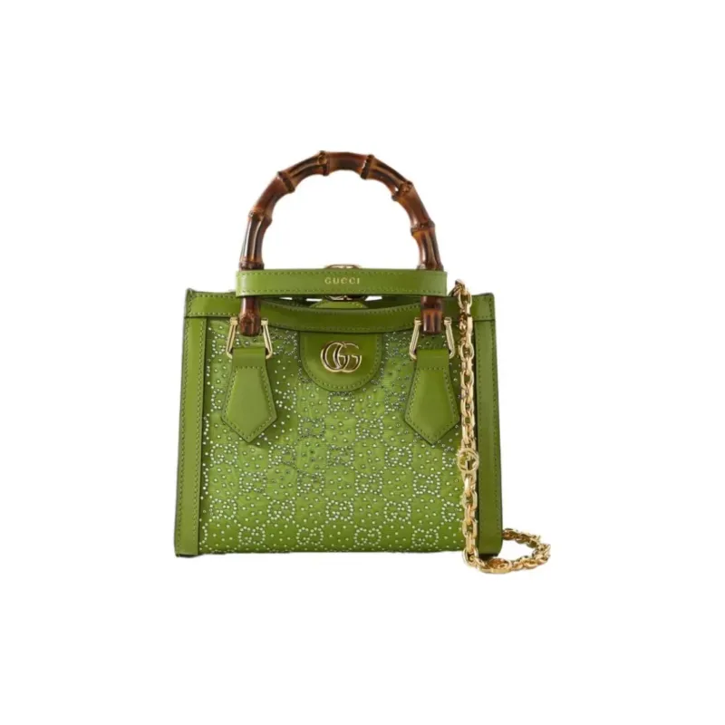 GUCCI Canvas With Leather Canvas Bag Daphne Bag One Shoulder Handbag Mini Women's Green-0