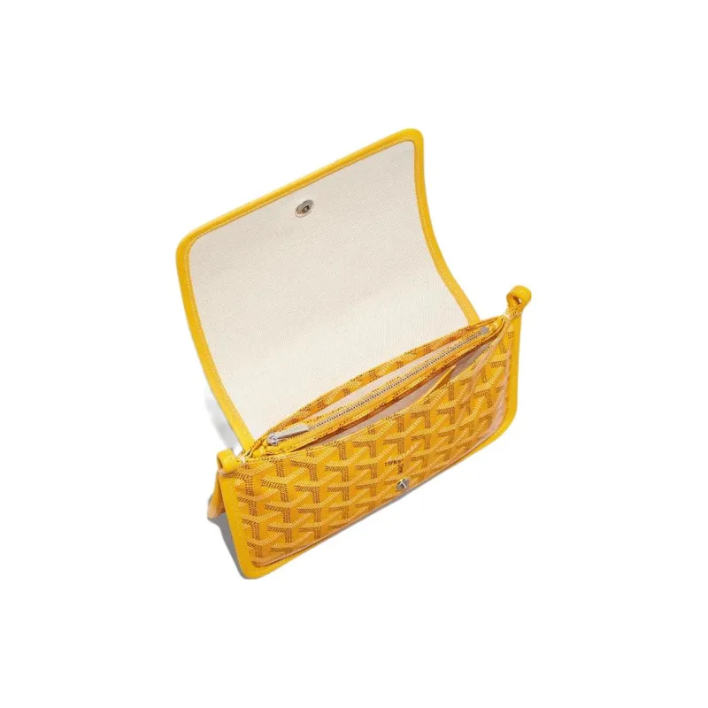GOYARD Plumet Canvas With Leather Envelope Bag Crossbody Bag Shoulder Bag Unisex Yellow/Gray Small Heart Design-4