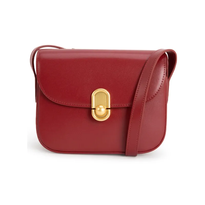VENOF Cow Leather Women's Crossbody Small Square Bag Small Size Women's Kase Black/Mocha/Rose Red/Li Be Coffee-19