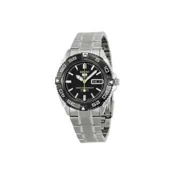 SEIKO Precision Crafted 5 Sports Collection Automatic Mechanical Movement Stainless Steel Strap Watch Unisex Black Dial