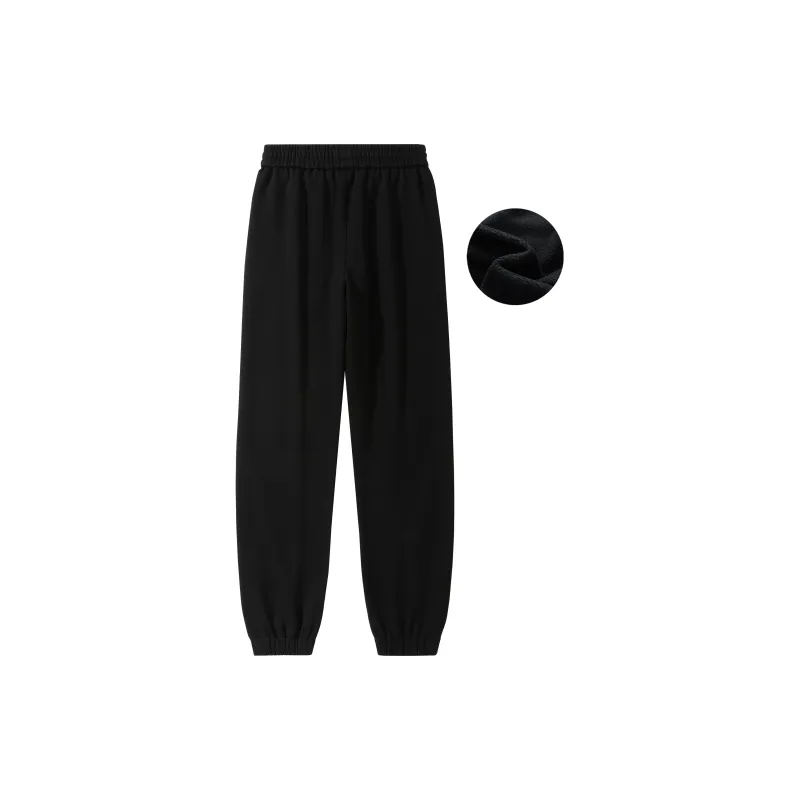 BLACK CLOVER Thickened And Fleece-Lined Crew Neck Pullover Sweatshirt Set Unisex Black-5