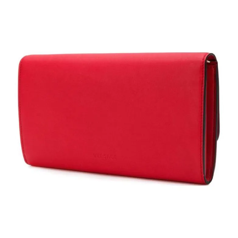 VERSACE Leather One Shoulder Handbag Crossbody Bag Women's Red-3