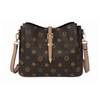 CHISIY Artificial Leather Tote Bag Shopping Bag Bucket Bag Shoulder Bag Regular Women's Brown