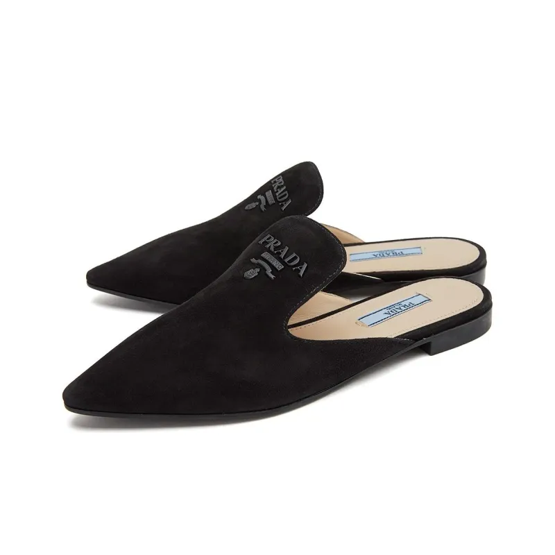 PRADA Rubber Sole Abrasion Resistant Closed Toe Slippers Women's Black-1