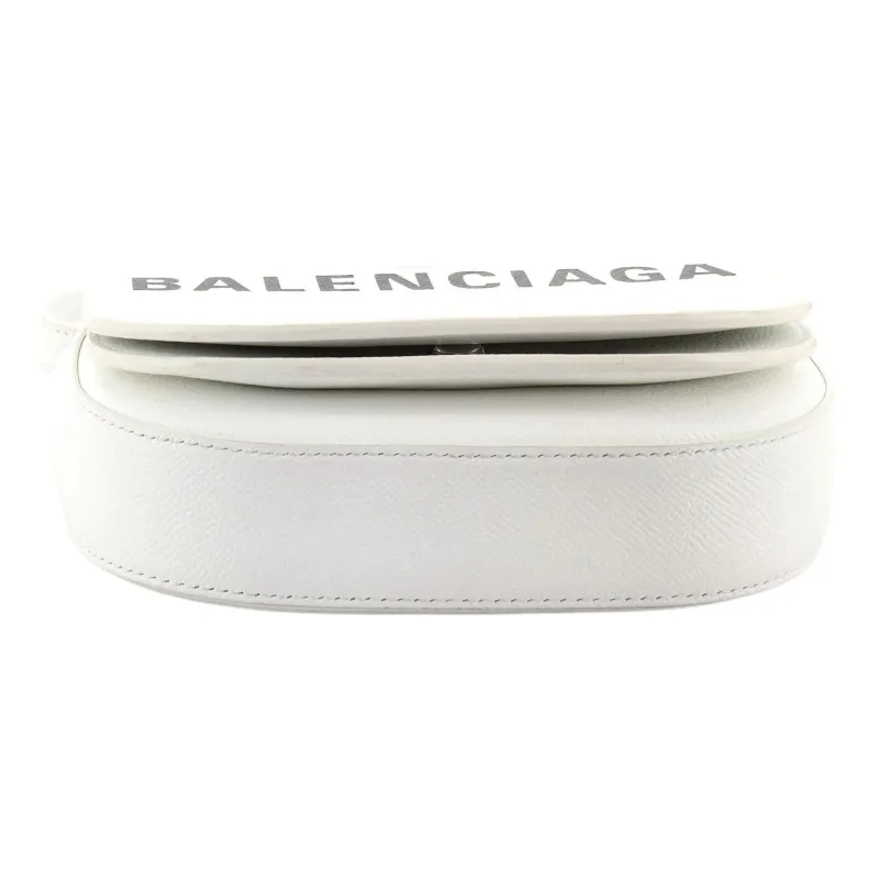 Balenciaga Leather Saddle Bag Shoulder Bag Crossbody Bag Women's White-3