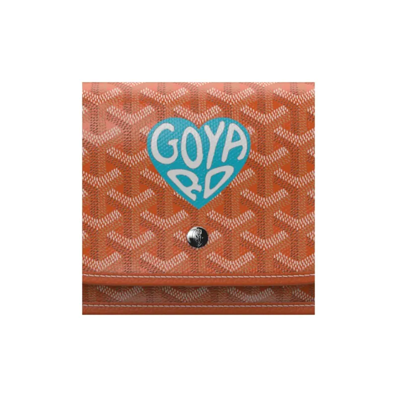 GOYARD Plumet Canvas With Leather Envelope Bag Crossbody Bag Shoulder Bag Unisex Orange With Turquoise Blue Heart-5