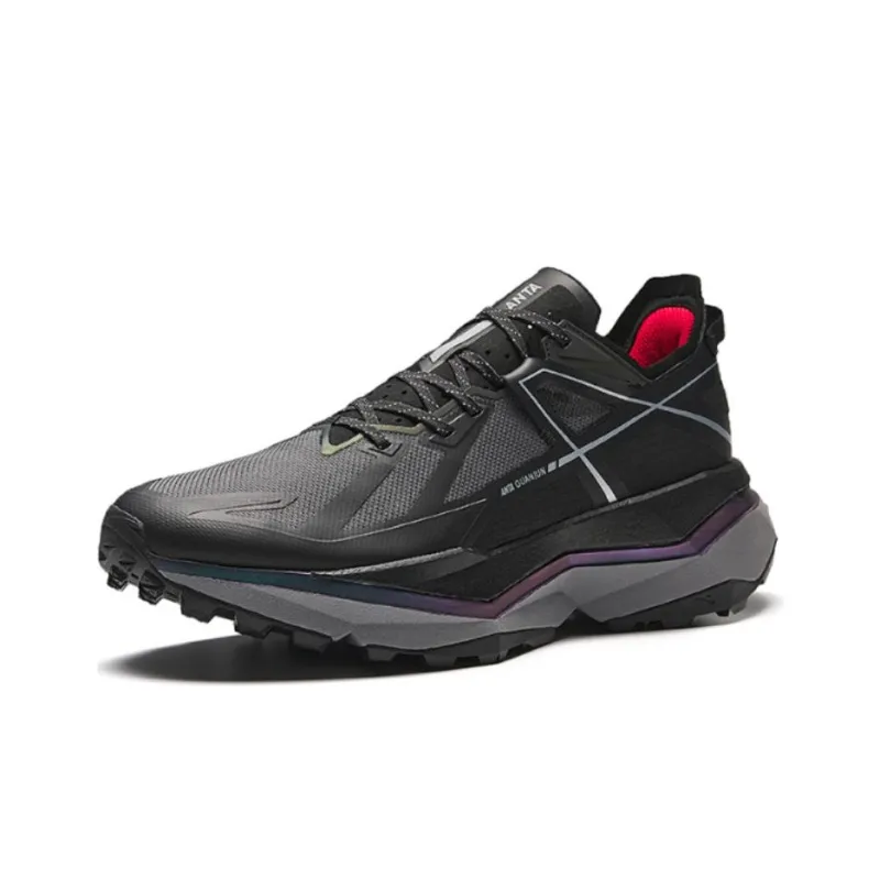 Anta Cushioned Wear Resistant Breathable Rebound Low Top Running Shoes Men's Black-1