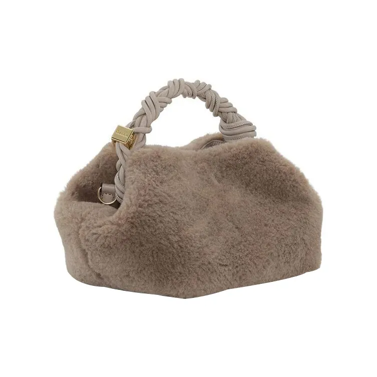GANNI Recycled Polyester Crossbody Handbags Small Size Women's Light Gray-1