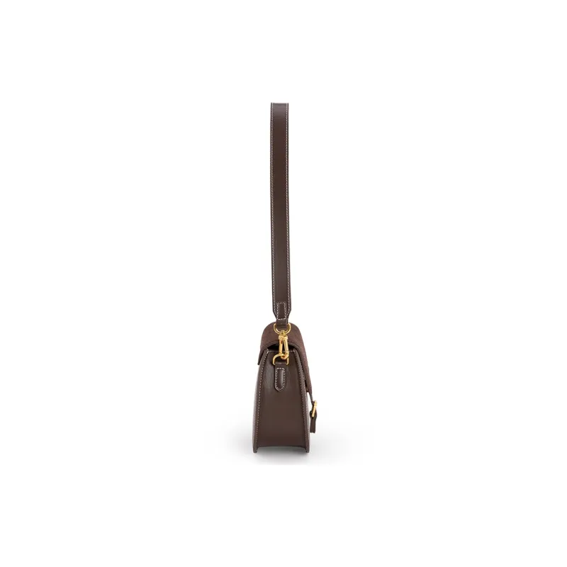 VENOF Cow Leather Saddle Bag, Shoulder Bag Women's Roman Hair/Vanji Coffee-14