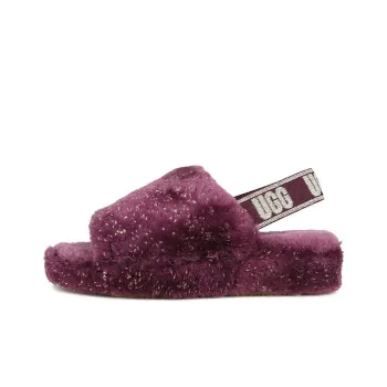 UGG Women's Fluff Yeah Slide 'Metallic Sparkle   Pinot Noir'