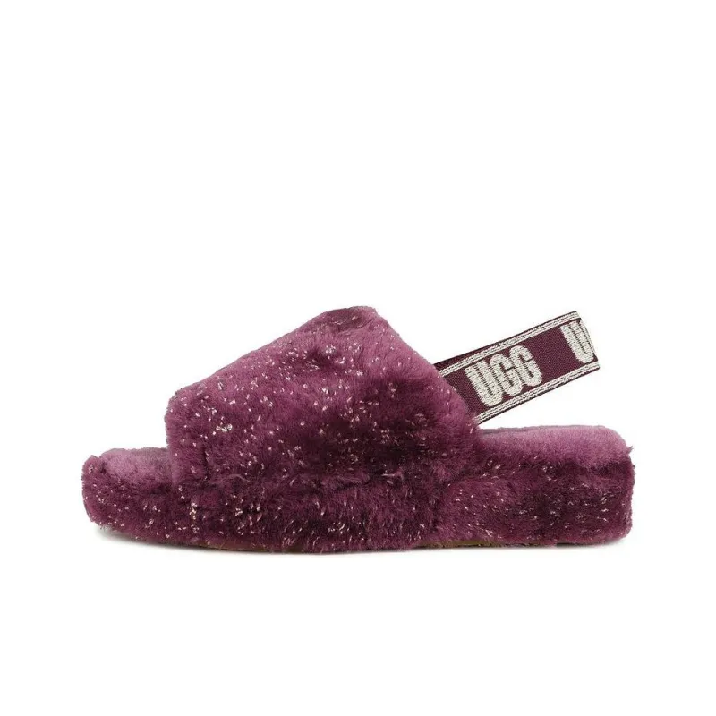 UGG Women's Fluff Yeah Slide 'Metallic Sparkle - Pinot Noir'-0