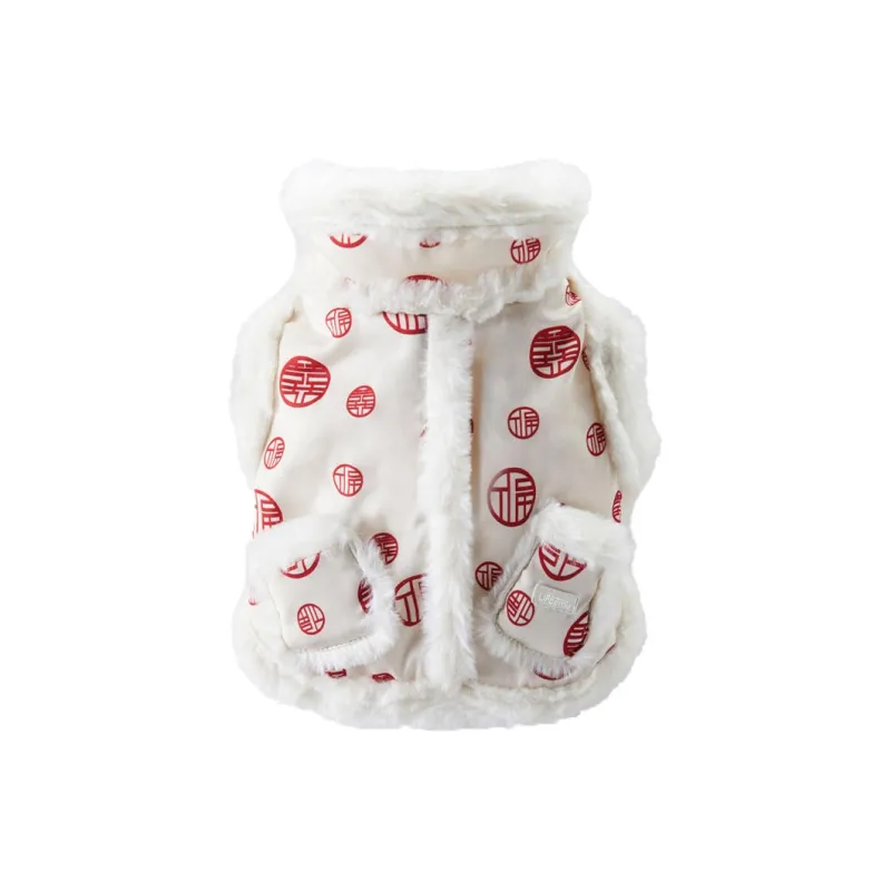 UFBemo Pet Costume, Traditional Chinese Style Xiao Mian Ao Phoenix Crown And Red Robe/Double Happiness Blessing-3