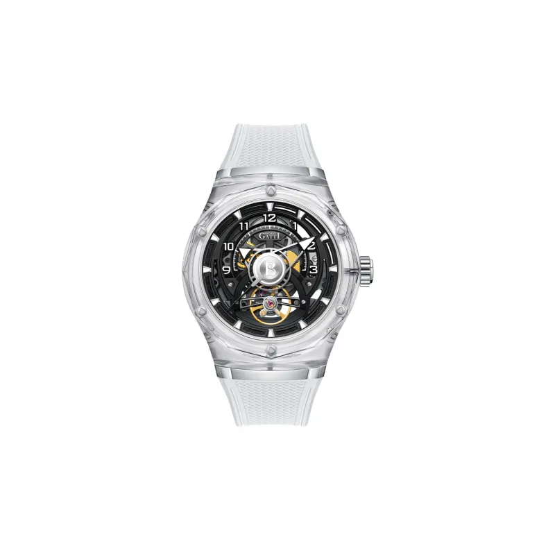 BONEST GATTI Automatic Mechanical Movement Rubber Strap Watch Men's Watches Black Dial-5