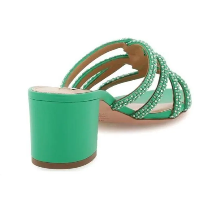 AQUAZZURA Moondust Slide Slippers 5.5cm Women's Green-3