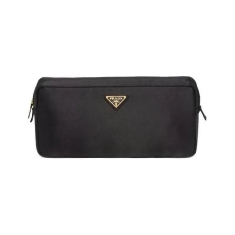 PRADA Silk Makeup Bags Clutches Women's Black-0