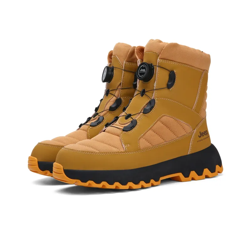 Jeep Warm And Wear Resistant Knee High Snow Boots Unisex Black Gold-3