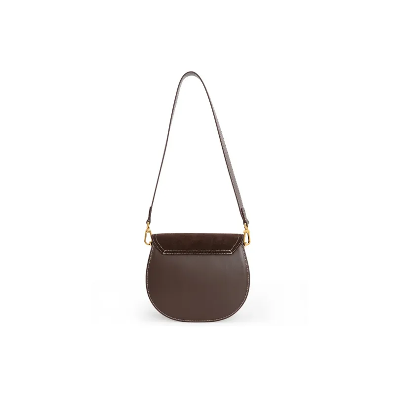 VENOF Cow Leather Saddle Bag, Shoulder Bag Women's Roman Hair/Vanji Coffee-13