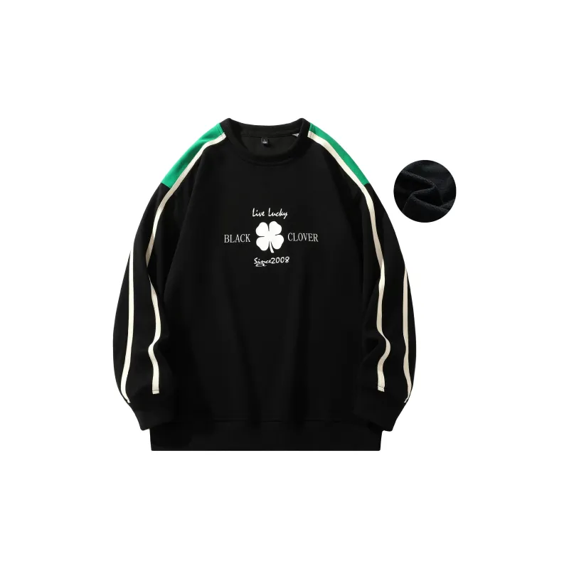 BLACK CLOVER Crew Neck Pullover Sweatshirt Set Unisex Black-2