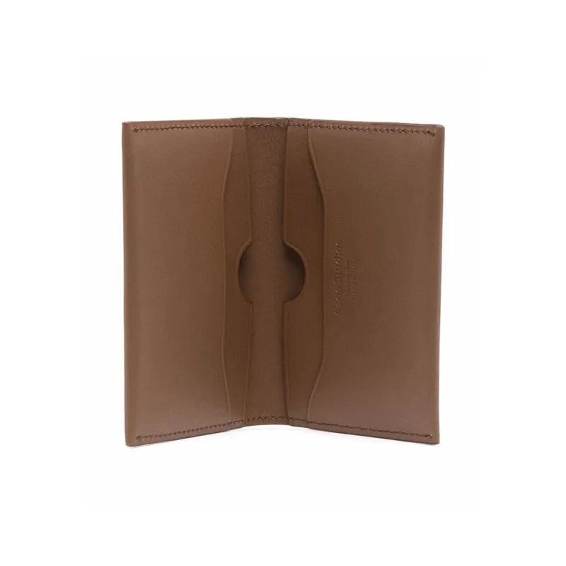 Acne Studios Leather Card Holder, Wallet Unisex Brown-4