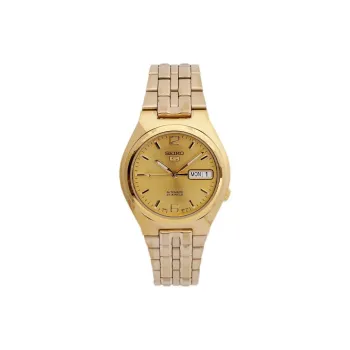 SEIKO Automatic Mechanical Movement Gold Plated Stainless Steel Strap Watch 38mm Men's Watches Gold Dial SNKL64K1