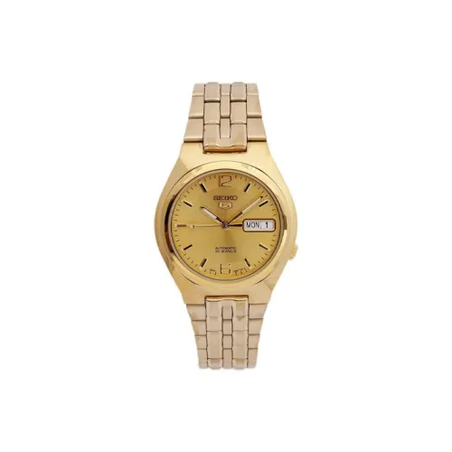 SEIKO Automatic Mechanical Movement Gold Plated Stainless Steel Strap Watch 38mm Men's Watches Gold Dial SNKL64K1