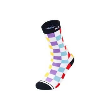 QIAODAN Knee-High Socks Men's 1 Pack White Colorful Plaid