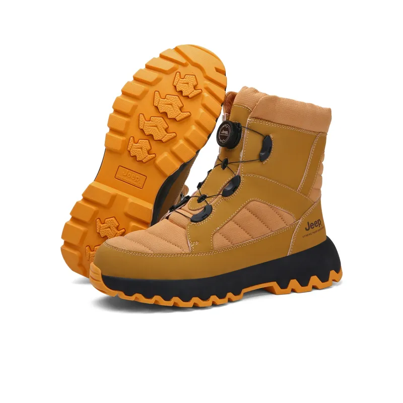 Jeep Warm And Wear Resistant Knee High Snow Boots Unisex Black Gold-4