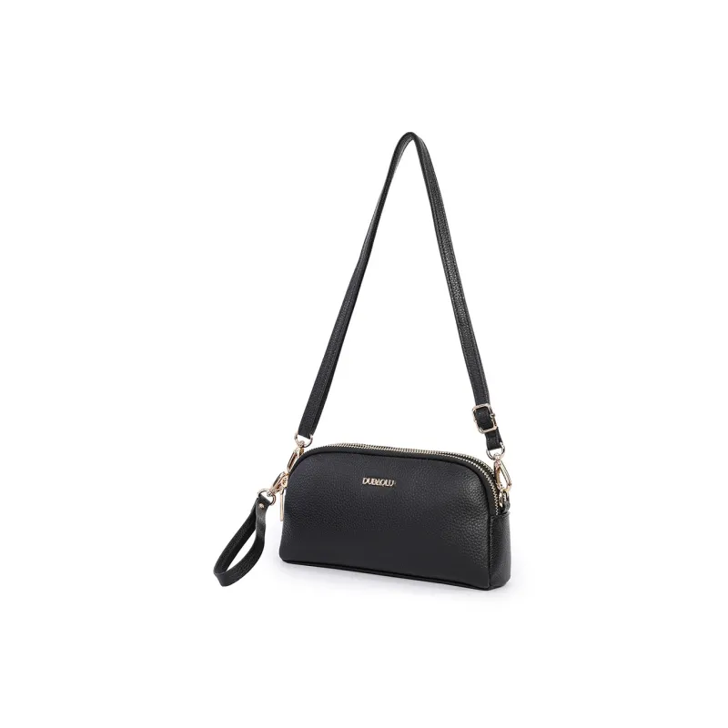Dubaolu Cow Leather With Synthetic Leather Handheld Shoulder Bag, Crossbody Bag Medium Size Women's Burgundy/Black-10