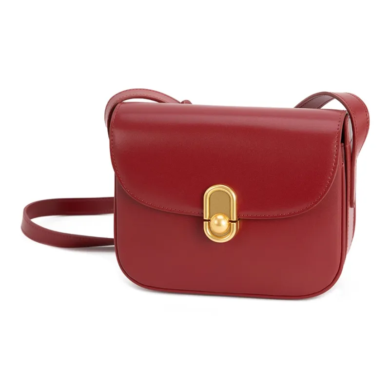VENOF Cow Leather Women's Crossbody Small Square Bag Small Size Women's Kase Black/Mocha/Rose Red/Li Be Coffee-21