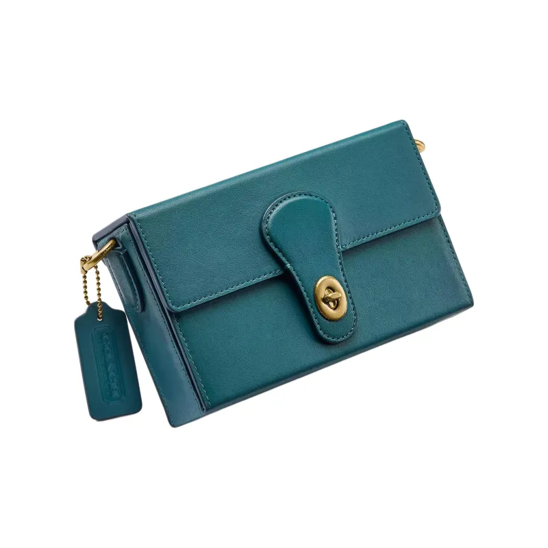 COACH Leather Shoulder Bag, Crossbody Bag Women's Lake Blue-2