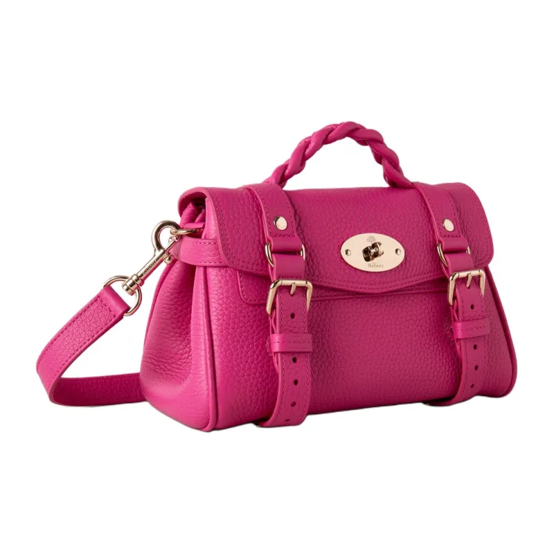 Mulberry Cow Leather Shoulder Bag Crossbody Bag Handbag Women's Pink-1