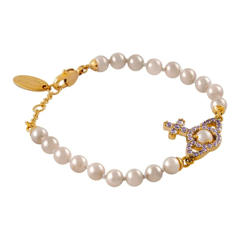 Vivienne Westwood Brass Gold plated Bracelets Women's White/Gold-1