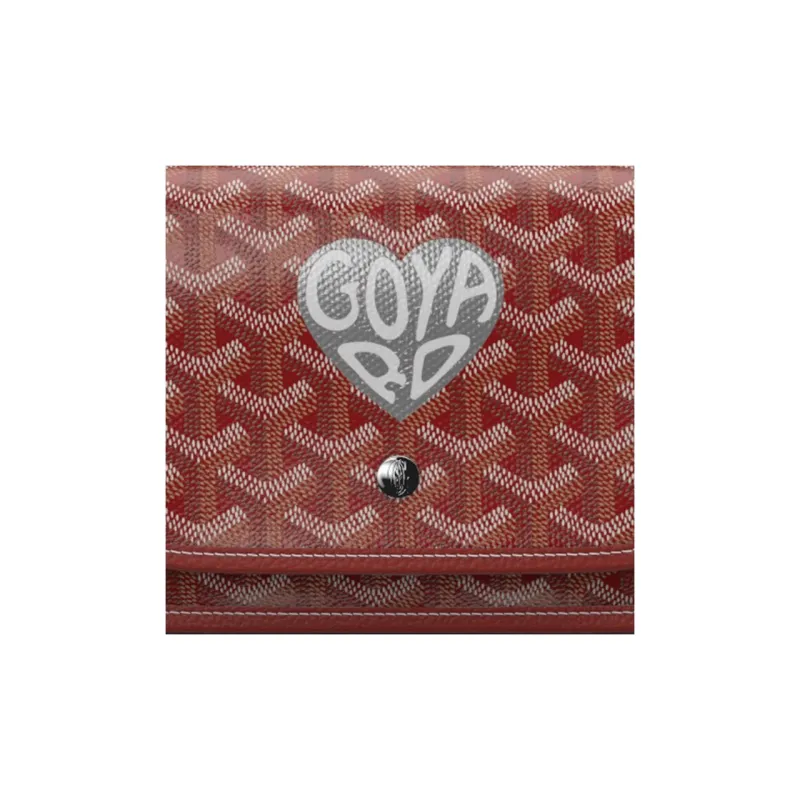 GOYARD Plumet Canvas With Leather Envelope Bag Crossbody Bag Shoulder Bag Unisex Red & Silver Small Heart-5