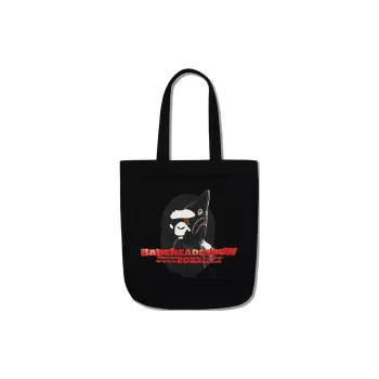 A BATHING APE Bape Cotton Tote Bag, Shopping Bag, Shoulder Bag, Handbag Regular Unisex Black