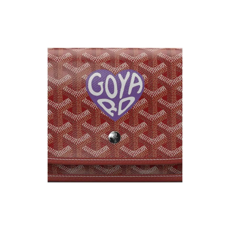 GOYARD Plumet Canvas With Leather Envelope Bag Crossbody Bag Shoulder Bag Unisex Red & Purple Small Heart-5