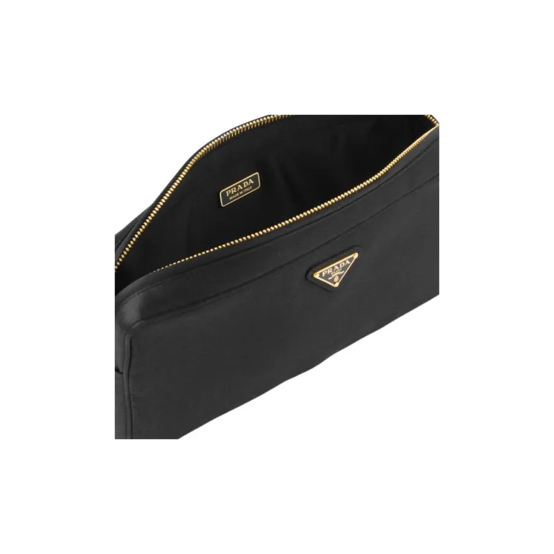 PRADA Silk Makeup Bags Clutches Women's Black-4