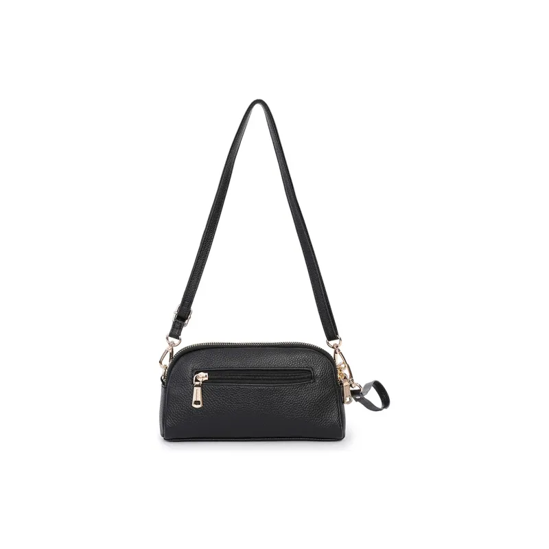 Dubaolu Cow Leather With Synthetic Leather Handheld Shoulder Bag, Crossbody Bag Medium Size Women's Burgundy/Black-11