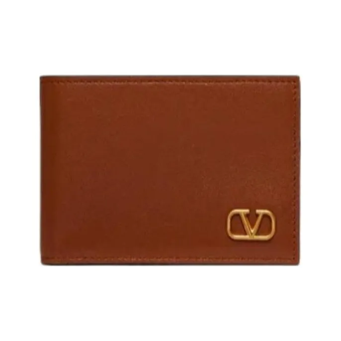 Valentino Calfskin Wallet Mini Men's Brown-0