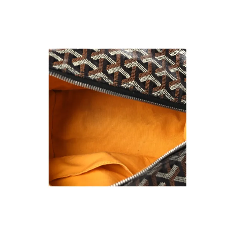 GOYARD Canvas With Heifer Skin Travel Bag Toiletry Bag Regular Unisex Black-4