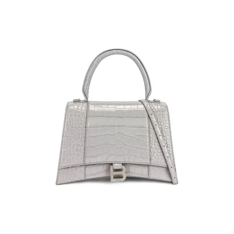 Balenciaga Hourglass Leather Hourglass Bag Shoulder Bag Crossbody Bag Handbag Women's Gray-0