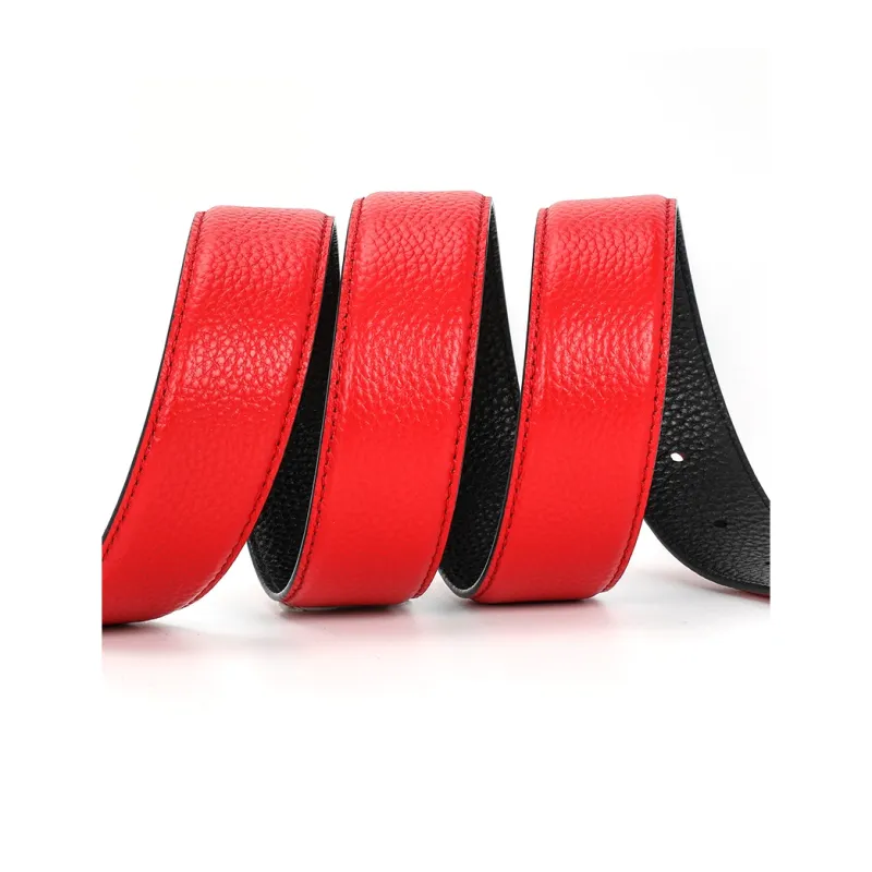 SHERIDan Zodiac Year Open Red Business Pin Buckle Cow Leather Belt Men's Red Width 3.5CM-1