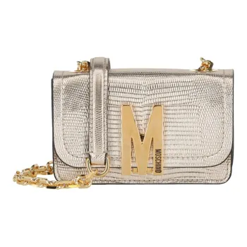 MOSCHINO Leather Crossbody Bag Shoulder Bag Women's Gold