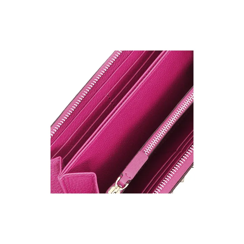 Valentino ROCKSTUD Grained Calfskin Wallet Women's Pure Fuchsia With Sunflower-4