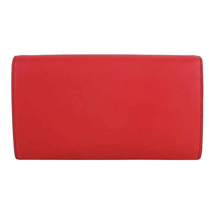 VERSACE Leather One Shoulder Handbag Crossbody Bag Women's Red-4