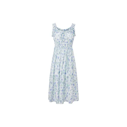 LEDIN Slip Dresses Women's Blue Print